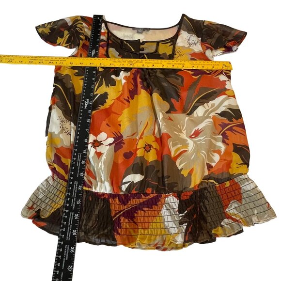 Apt. 9 Women's Floral Chiffon Blouse Brown Women’s Size S - Picture 7 of 8